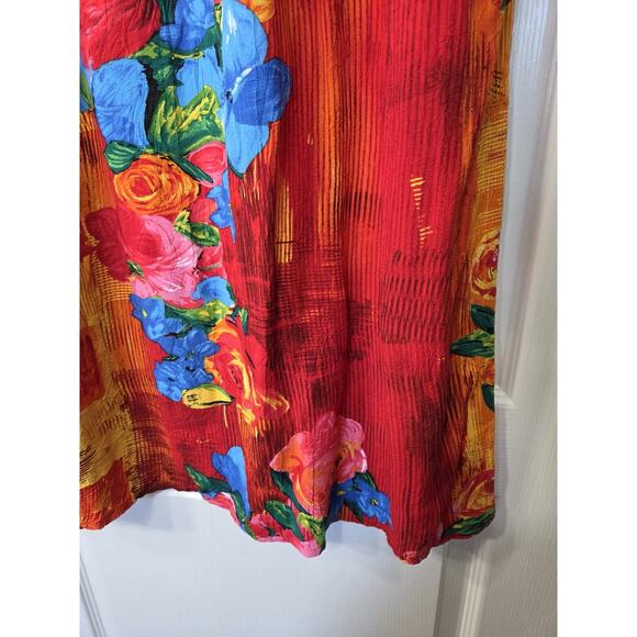 Jams World Tropical Floral Print Rayon Midi Colorful Retro Sundress, Size Medium - Picture 7 of 12